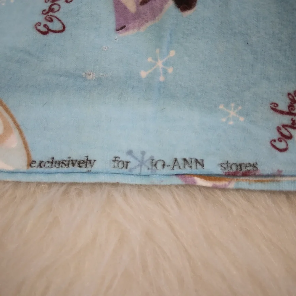 FABRIC Flannel Made Exclusively For JoAnn Sky Blue With Quirky Coffee Imagery
